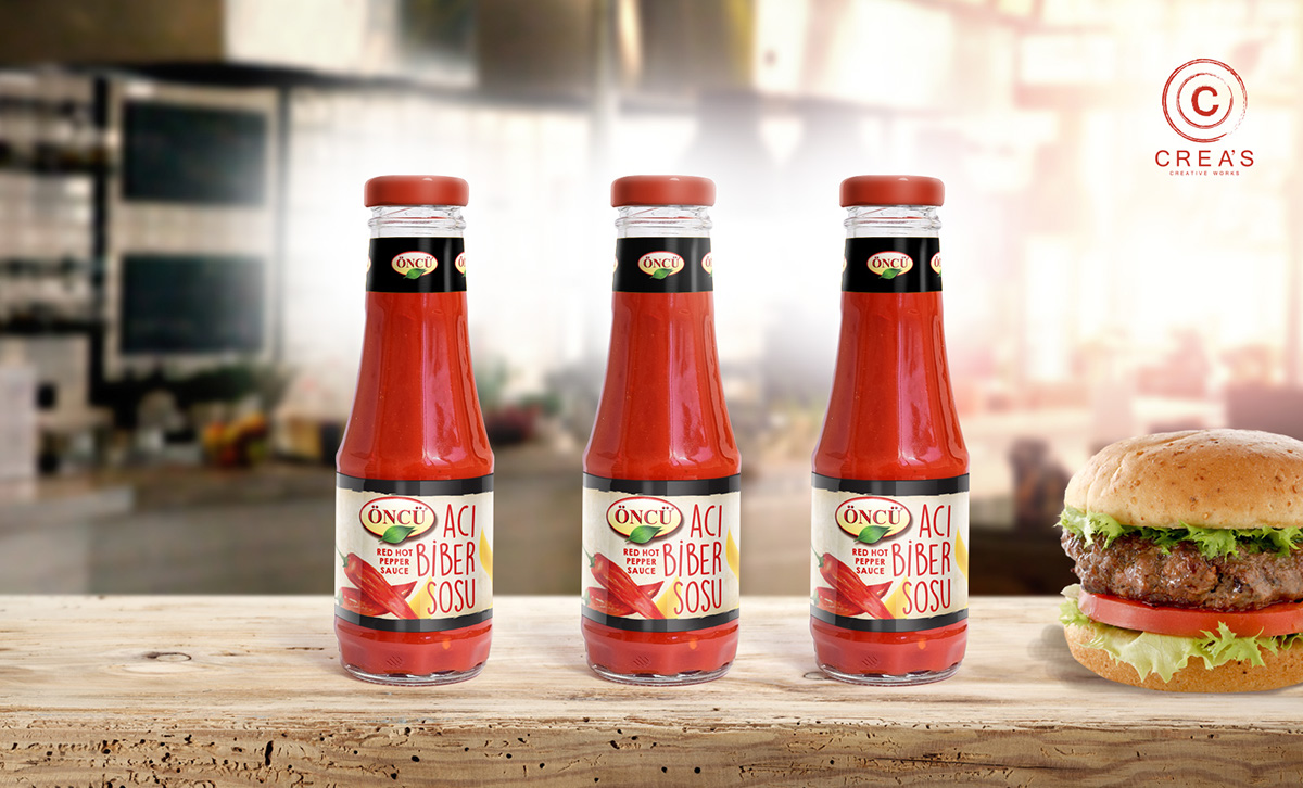 öncü salça creas creative ambalaj tasarımı acı sos etiketi acı biber sosu sos etiketi red hot pepper sauce label design tasarım ajansı izmir derya naymanlar