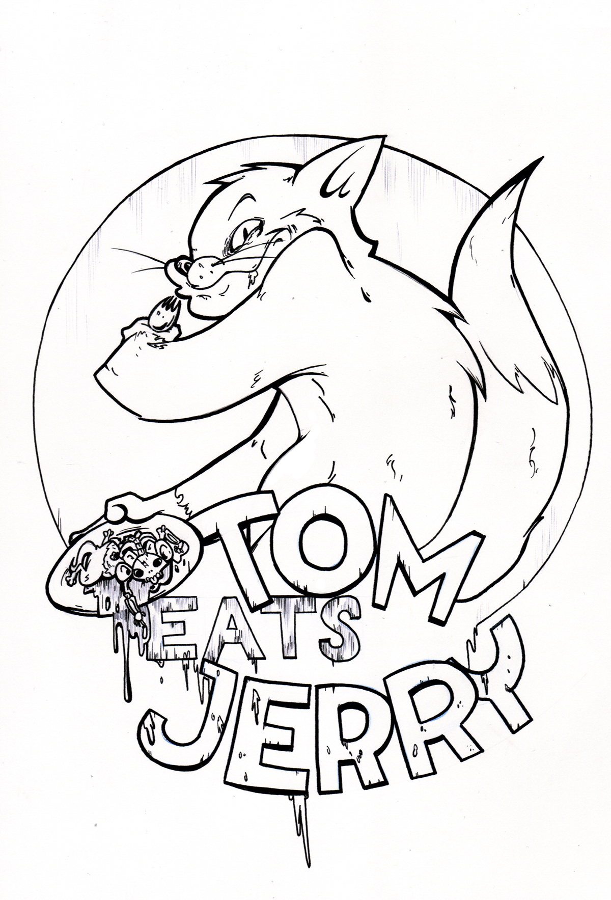 Chuck Jones Chuck Jones tom jerry Tom and Jerry Eating  pencil band design designs Cat mouse Food 