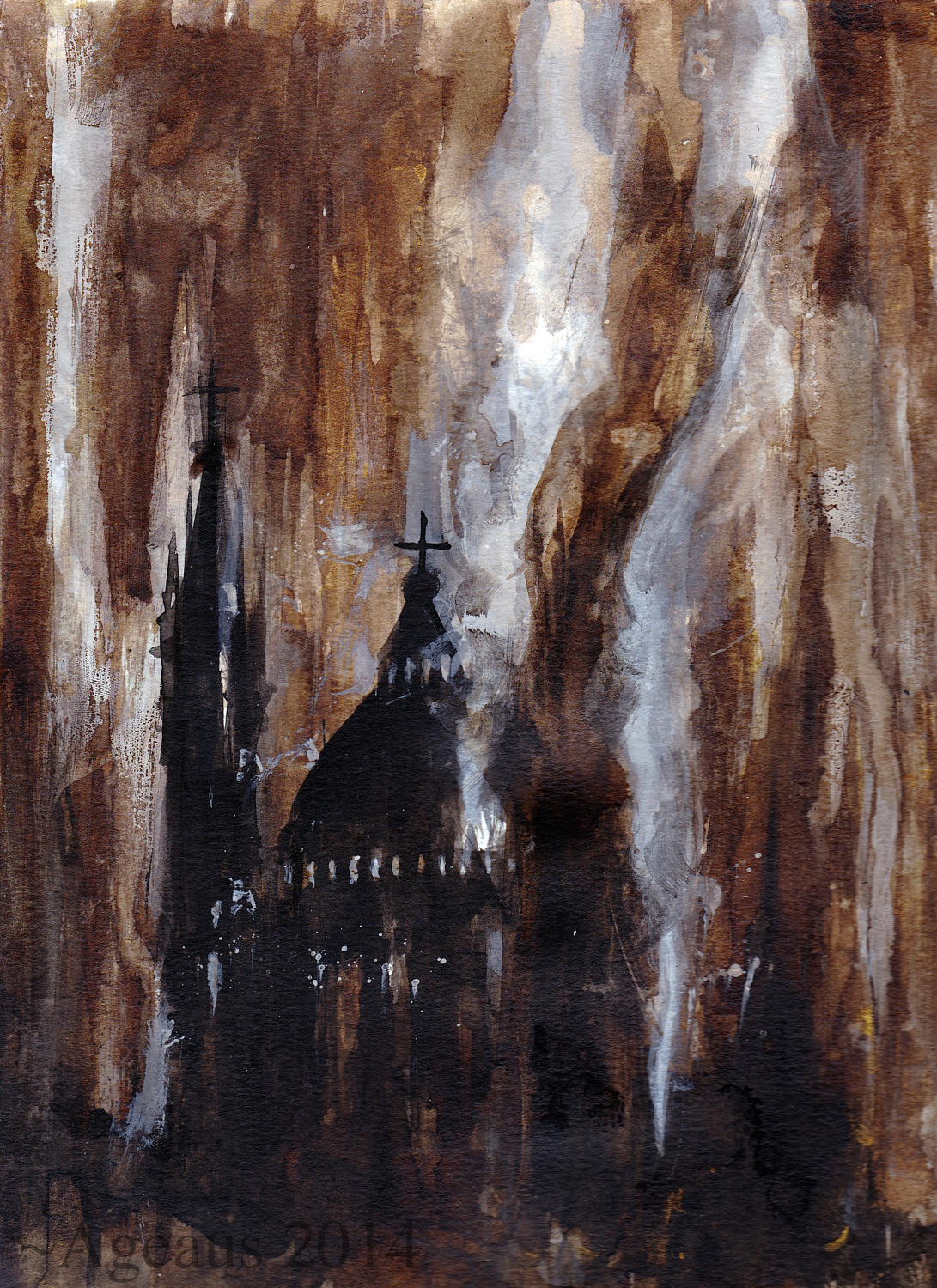 gothic ruins collapse Fall church Castle streams ink inkwashes architectural drawings spires Landscape fantasy ageaus