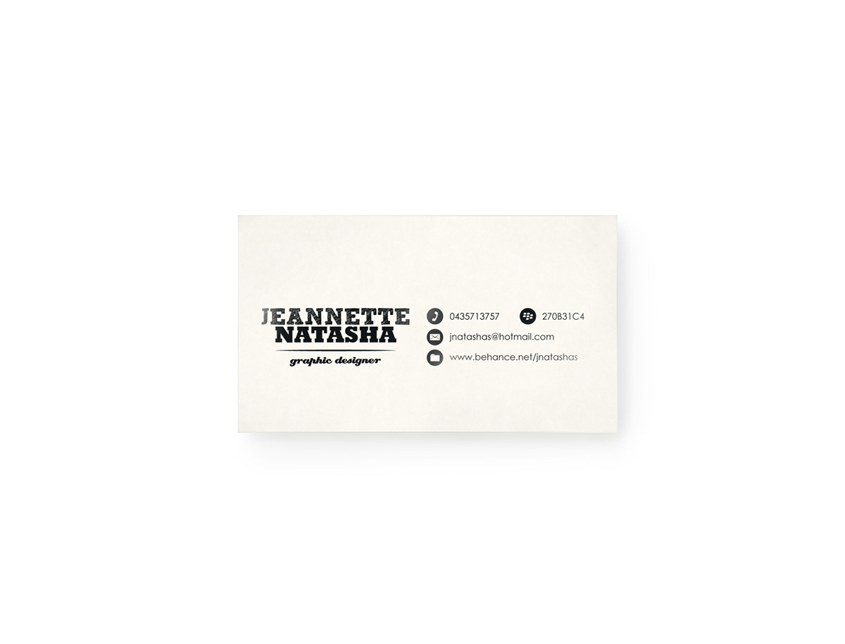 business card logo Self Promotion Stationery black White print jeannette natasha graphic designer pattern