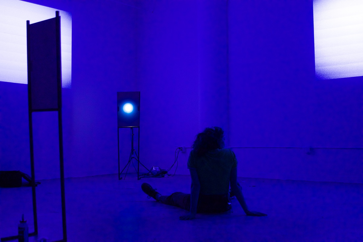 blue room light color panic attack calm installation sound music cool