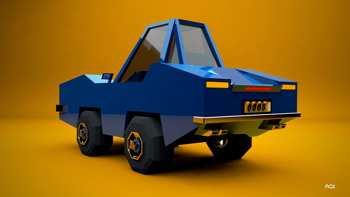 car Low Poly low-poly cinema 4d c4d model Render toy lowpoly 3D concept roadster sports car Truck School Bus