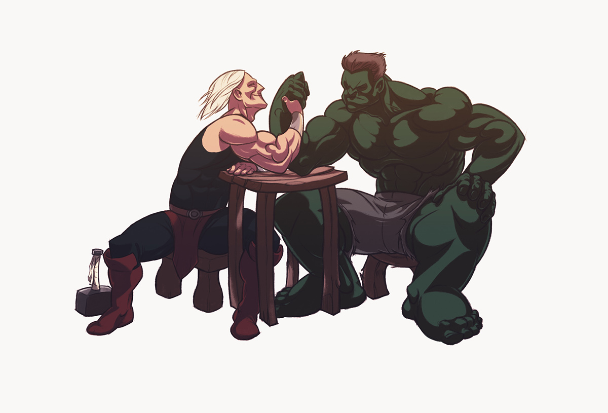 marvel avengers  Hulk Thor drawings comics photshop tutorials painting tutorials