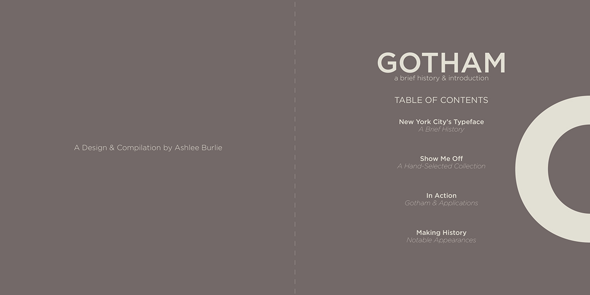 gotham Typeface thin xlight light book medium bold black ultra composition design accordion fold