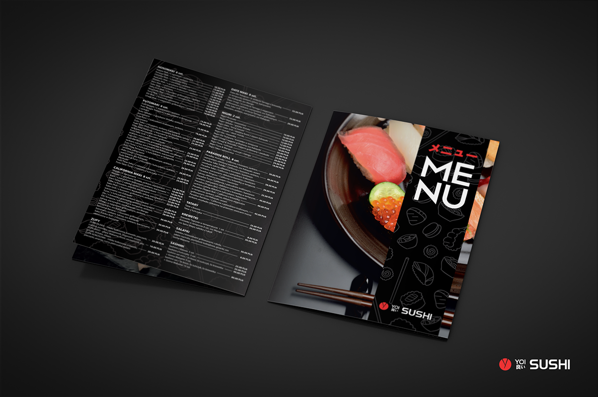 Sushi menu leaflet restaurant design