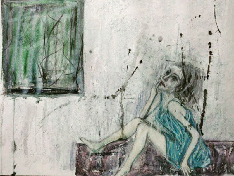 drawing. pastel. PICTURE. painting. woman.