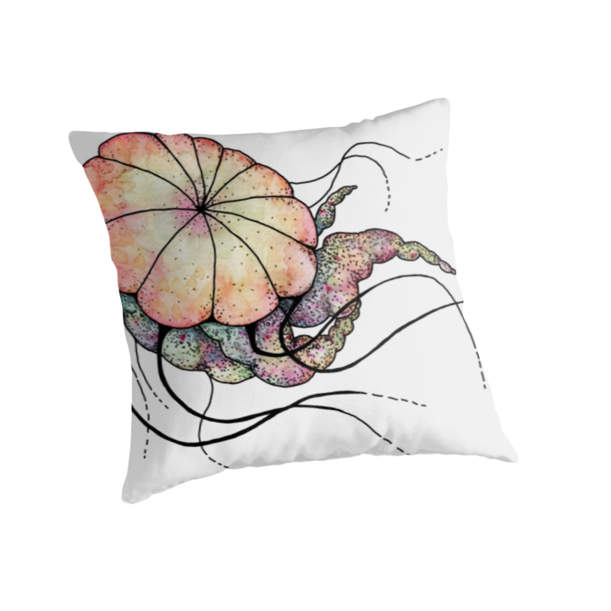 t-shirt jellyfish watercolor phone cover apparel rainbow color throw pillow