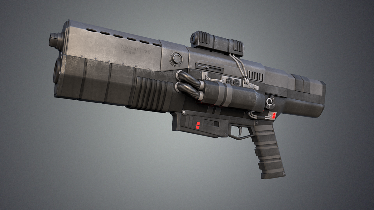 Gun 3D model Maya Autodesk War battle keyshot Render modeling Weapon Sci Fi CG game Computer