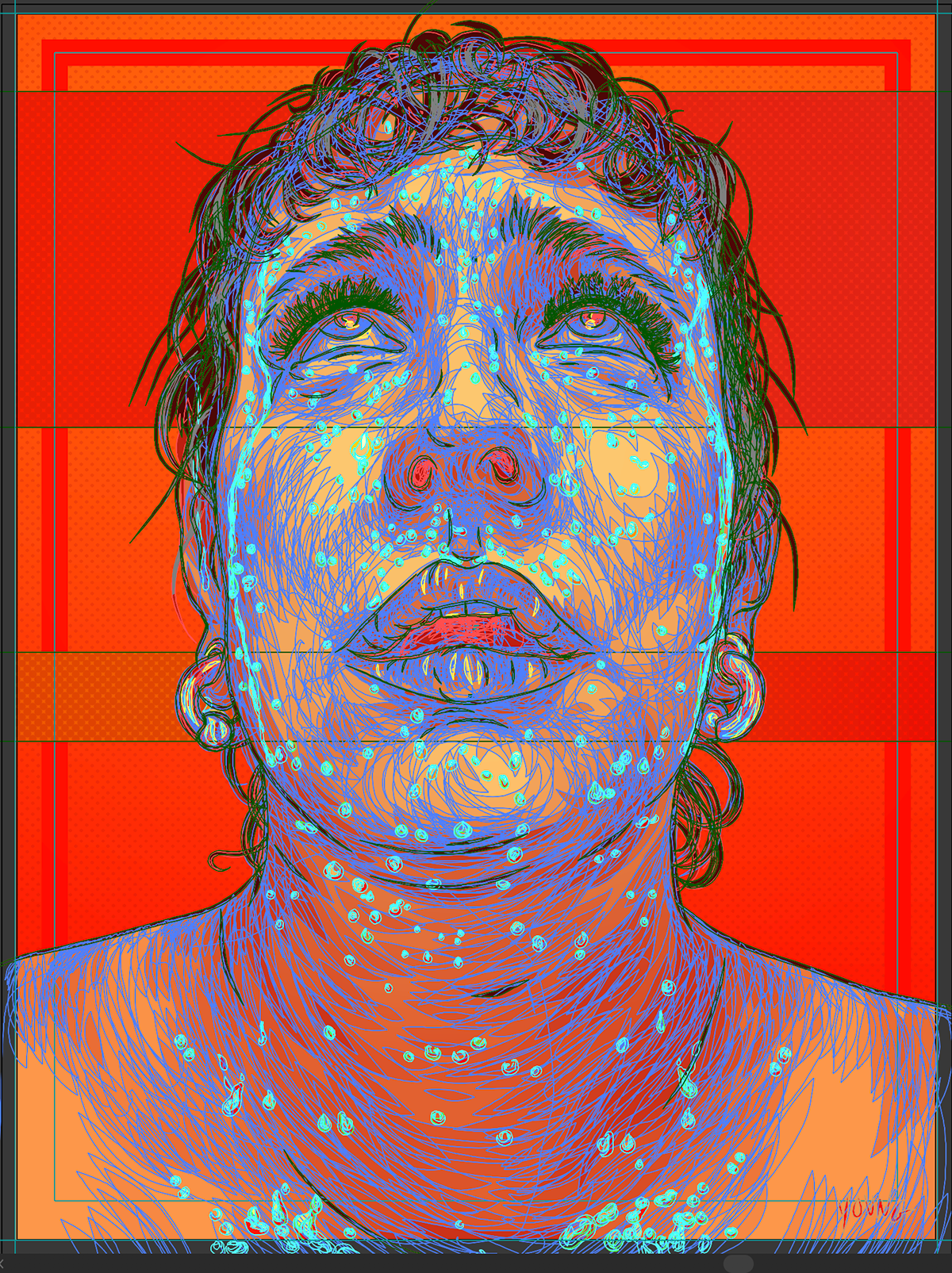 red heat Hot vector vectors woman portrait self portrait sweat summer