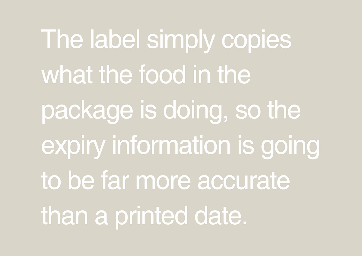 Food  expiry Label Smart reactive waste information Supermarket science blind visual impairment tactile future Dyson