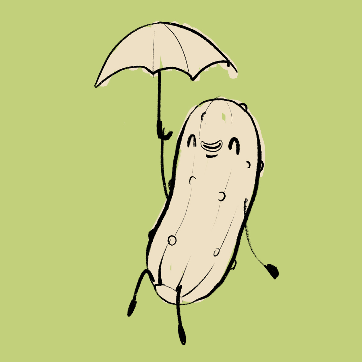 pickles design Umbrella New Zealand Illustrator artist kiwiana cute Fun