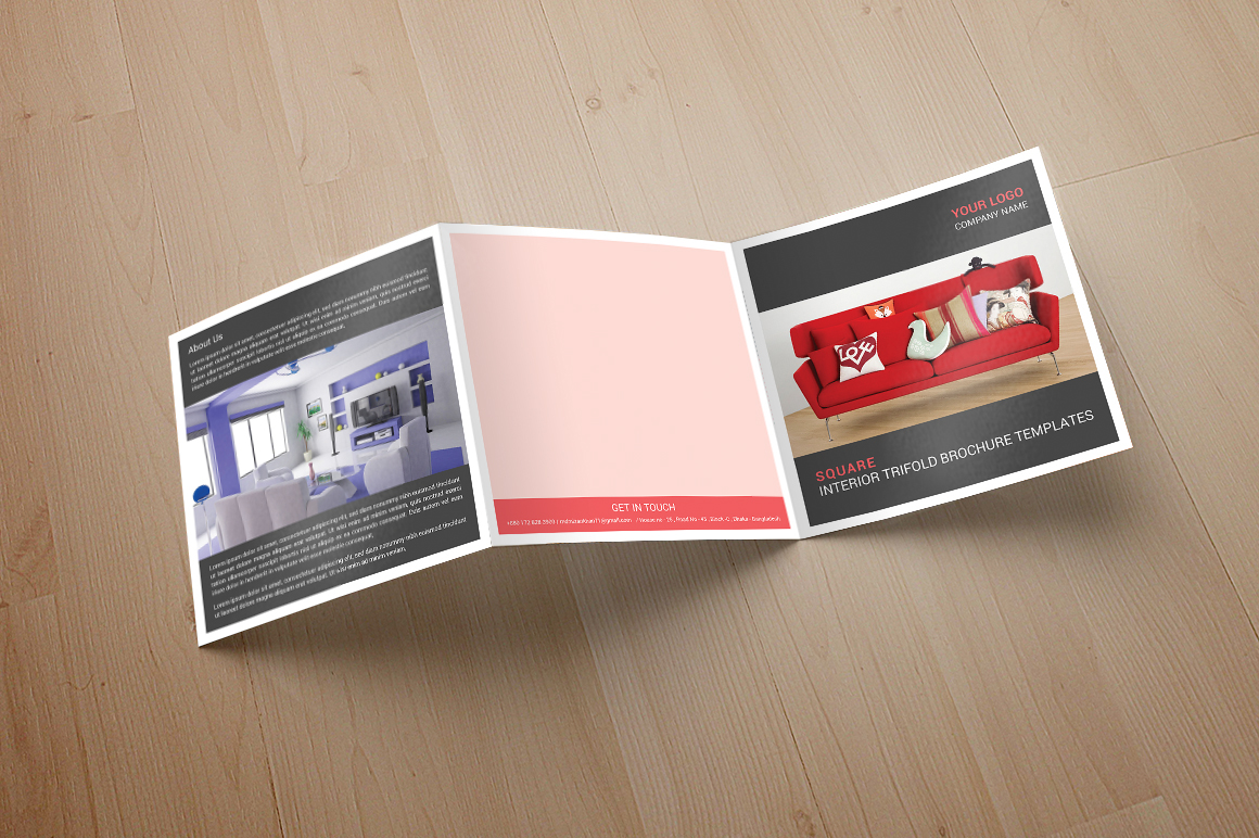 brochure clean corporate design furniture Interior interior brochure portfolio presentation print template psd simple square trifold trifold