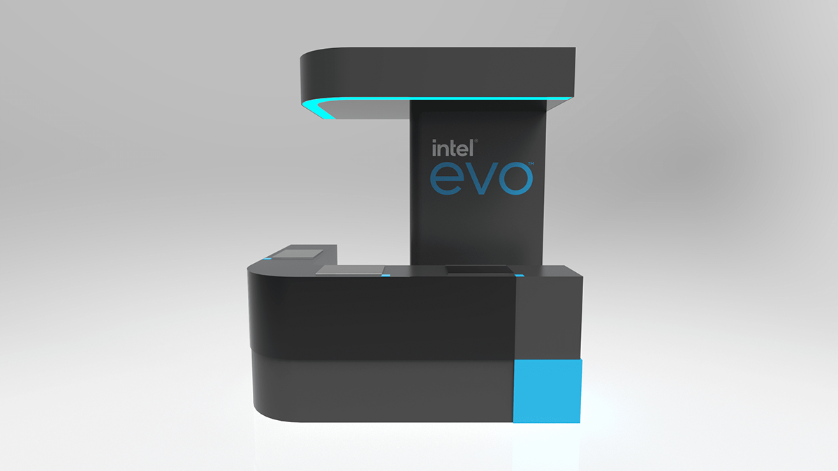 3D fusion 360 industrial design  Intel evo José Catagña keyshot render product design  Render Stand