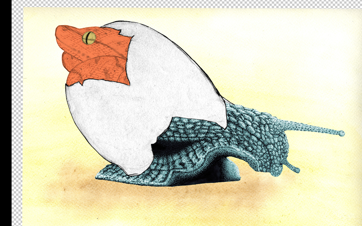 snake submarine aquarium hybrid photoshop snail scientific illustration