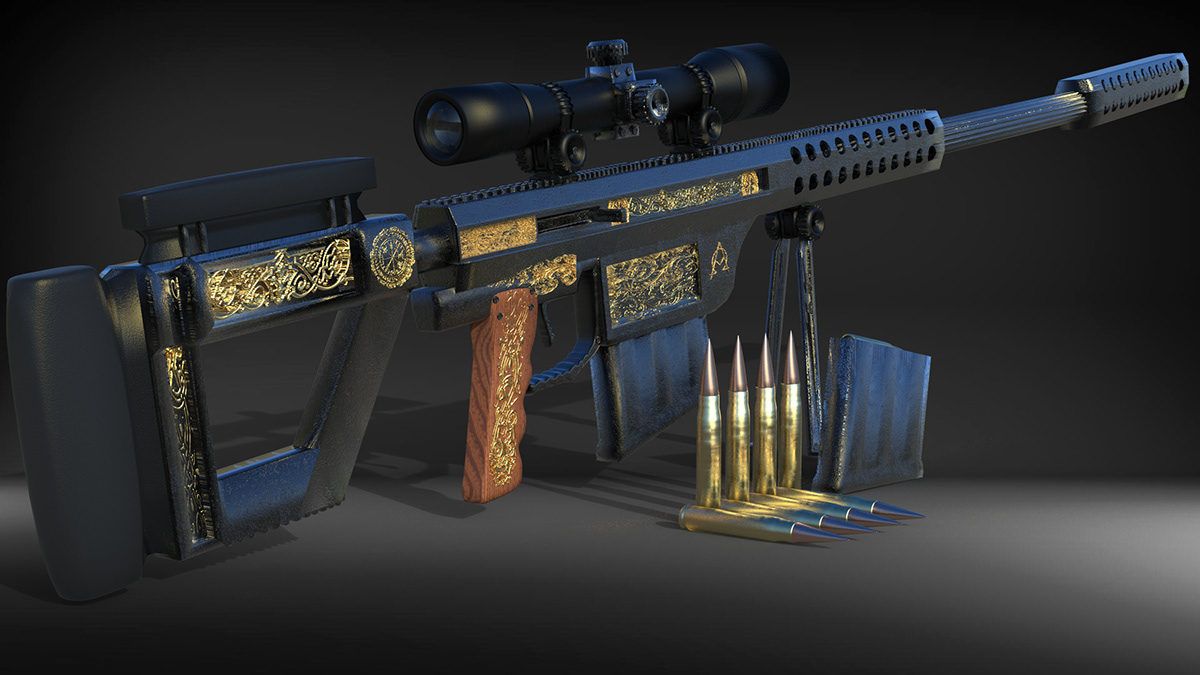 3D model 3d modeling 3ds max Gun rifle sniper rifle  vray