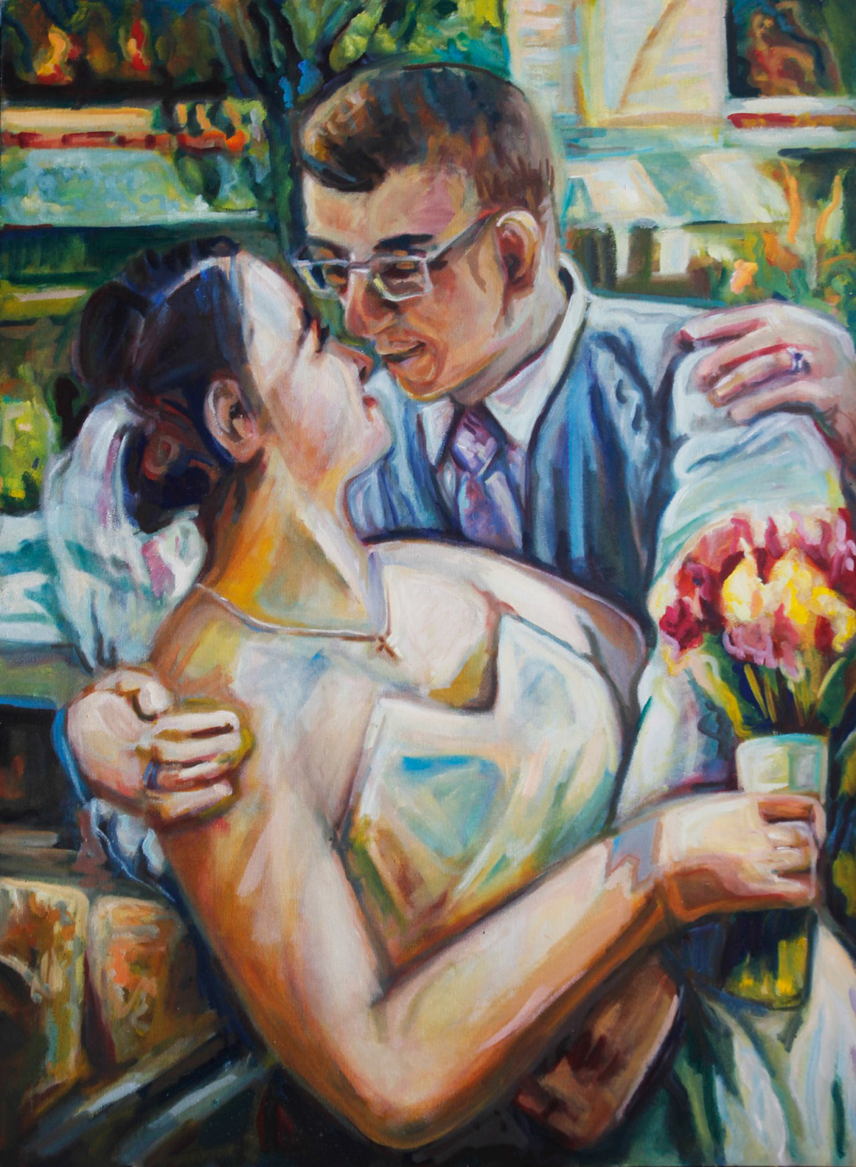 Oil Painting oil on canvas wedding portrait