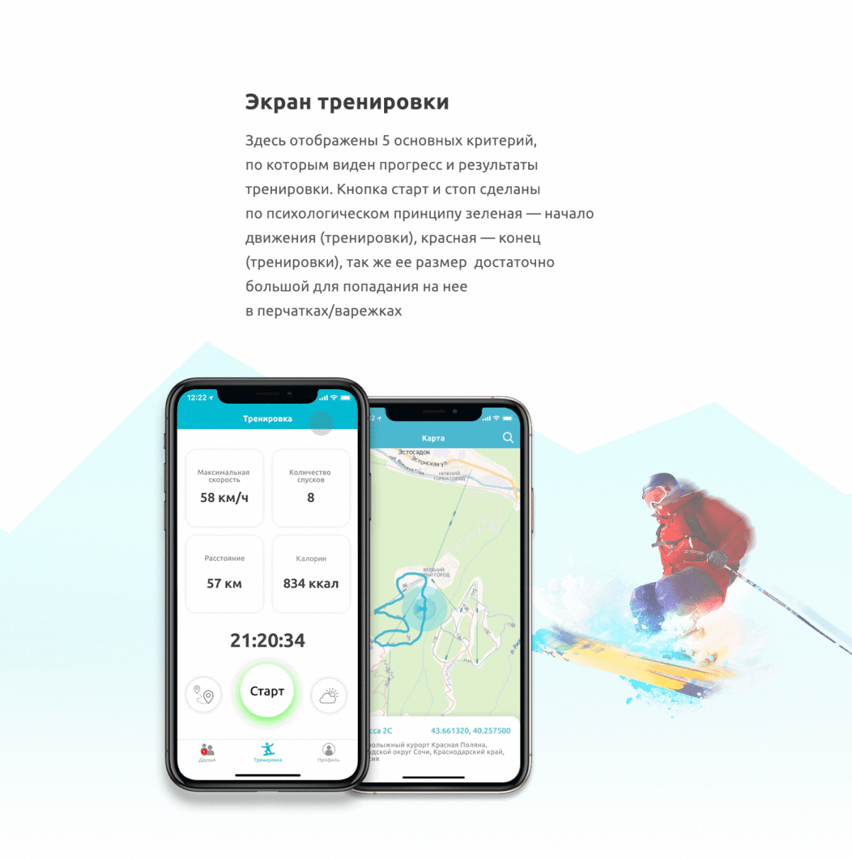 mobile applikation приложение горнолыжное Ski