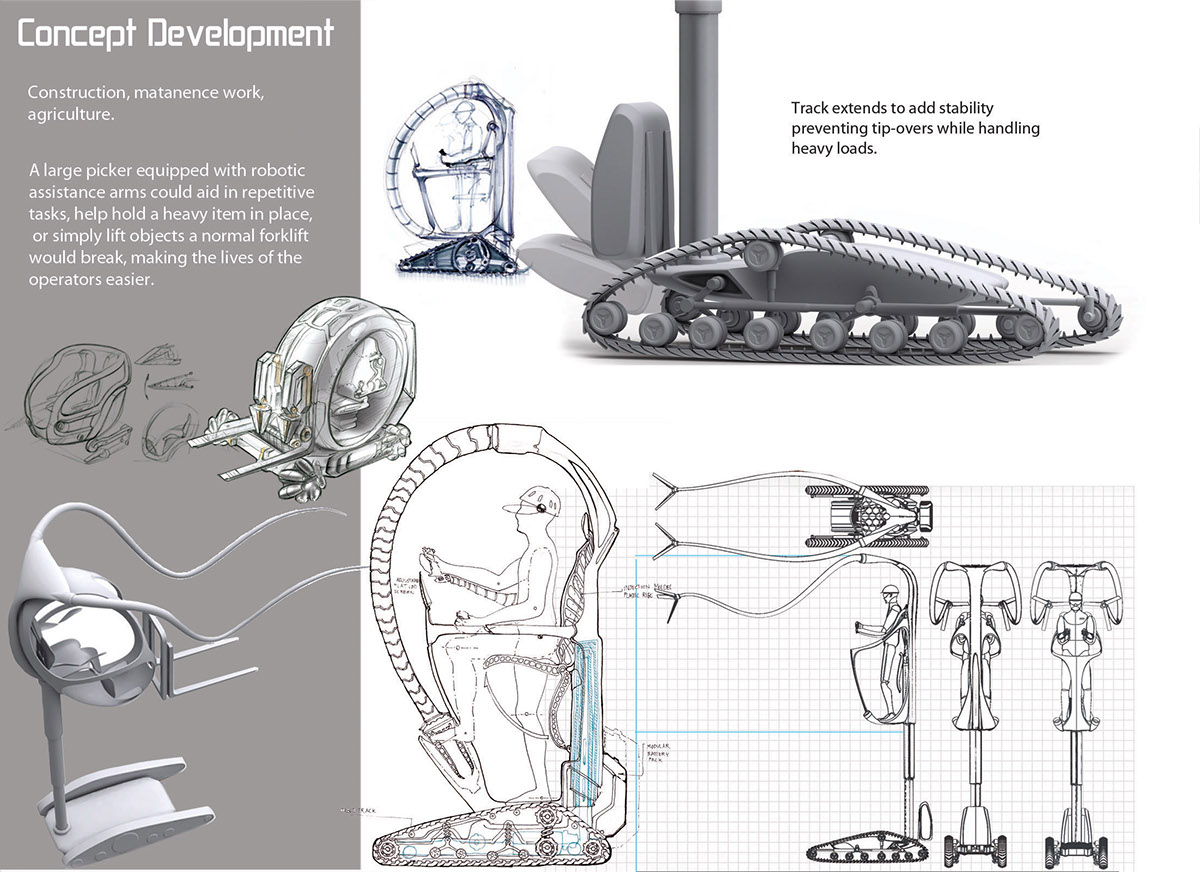 Truck Forklift lift truck Heavy Equipment Robotic assistant robot robotics Future Concept biomymicry