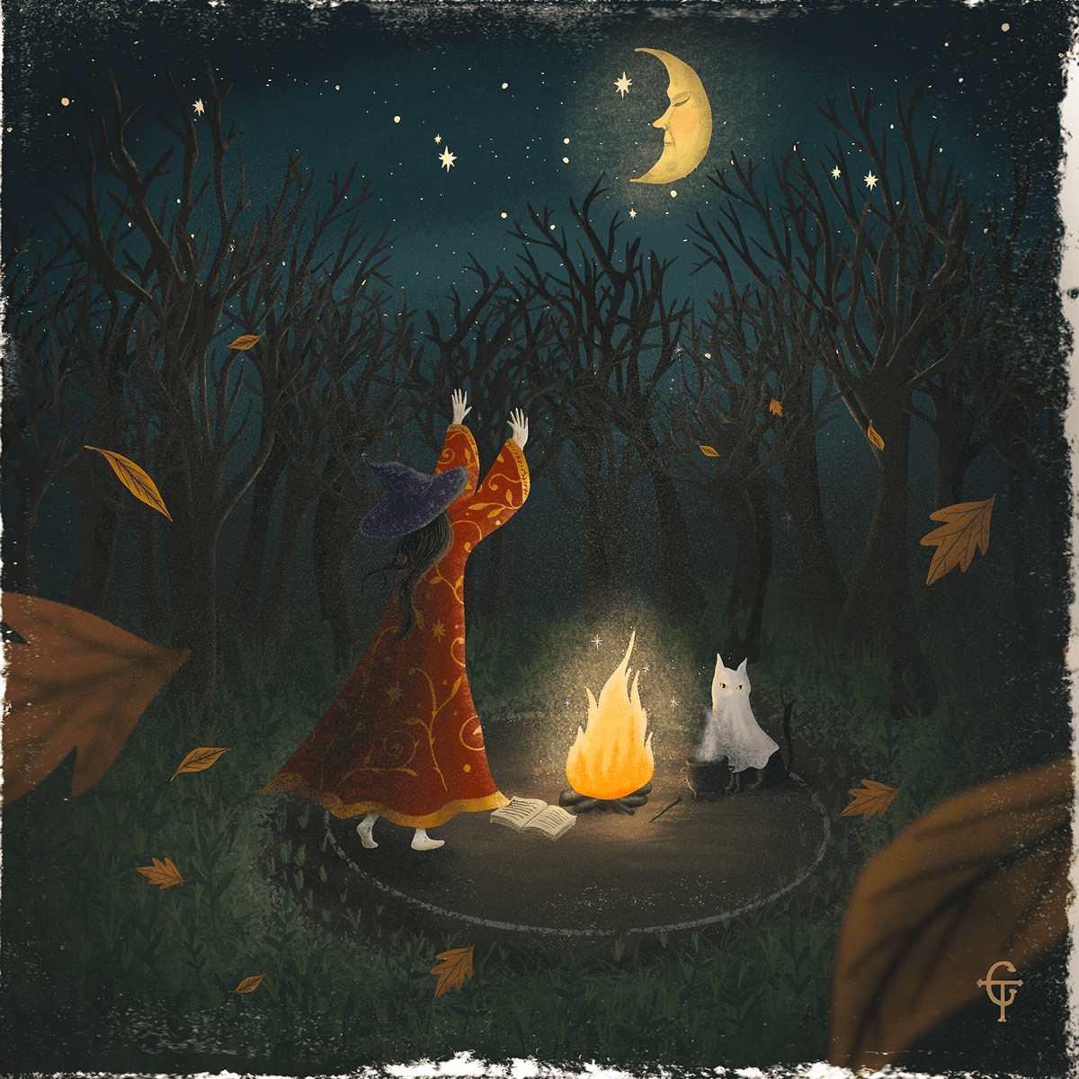 spooky ritual Magical Halloween Procreate ILLUSTRATION  Drawing  Digital Art  artwork witch illustration