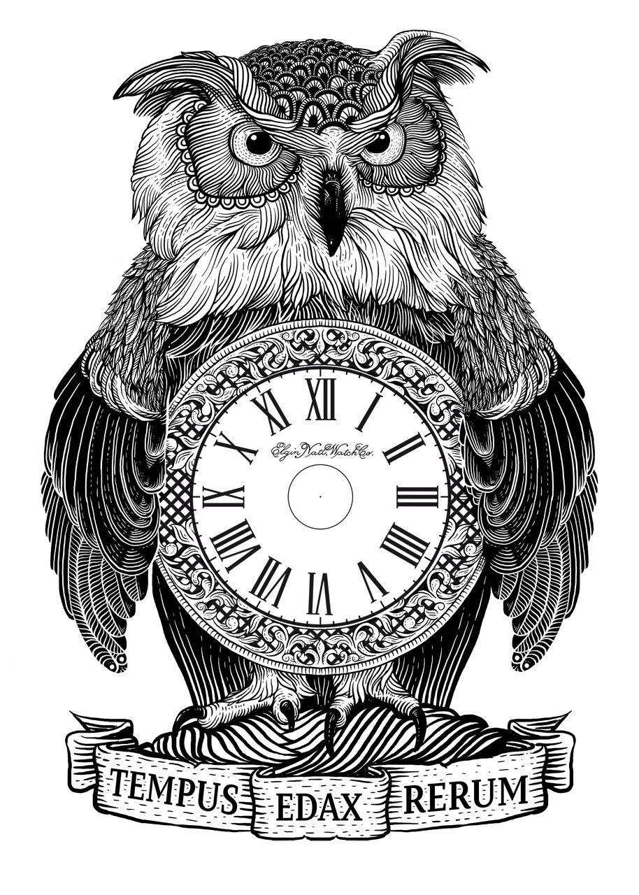owl poster clock time
