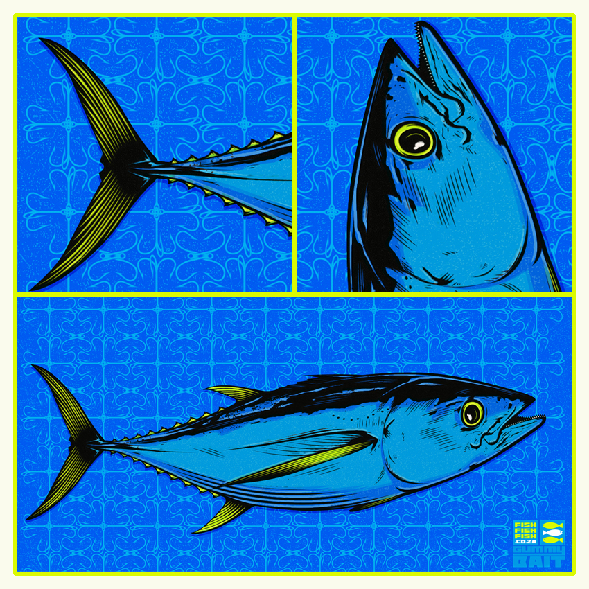 fish FISHFISHFISH Beeslaar Gummybait Mahi MAHI-MAHI BLACKSHARK shark print design  graphic design 