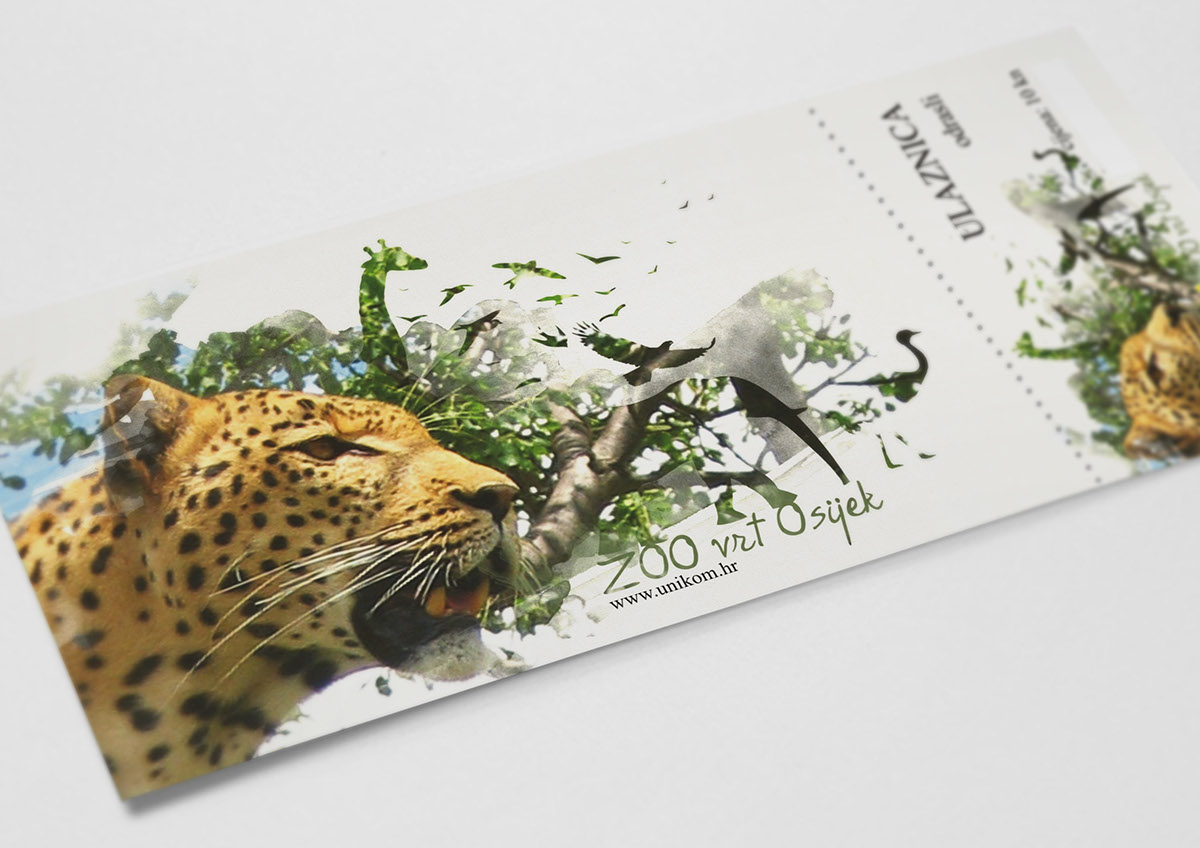 zoo Park animal ticket design print photoshop graphic watercolour art osijek wild birds colour