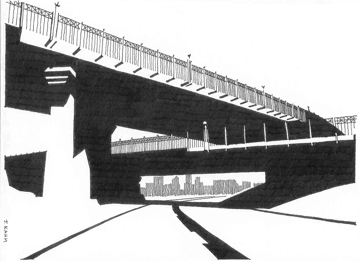 kansas city ink transportation midwest highway Interstate bridge MIssouri b&w small kansas architect