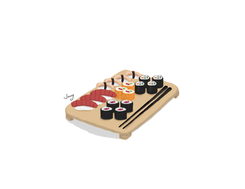 Food  digital painting filipino cute cuisine halo halo apple pie cronut Sushi
