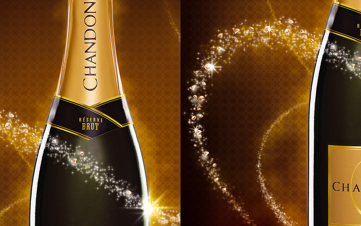 bottle sparkling wine chandon Brasil posters stars light painting poster key visual Spirits liquor concept