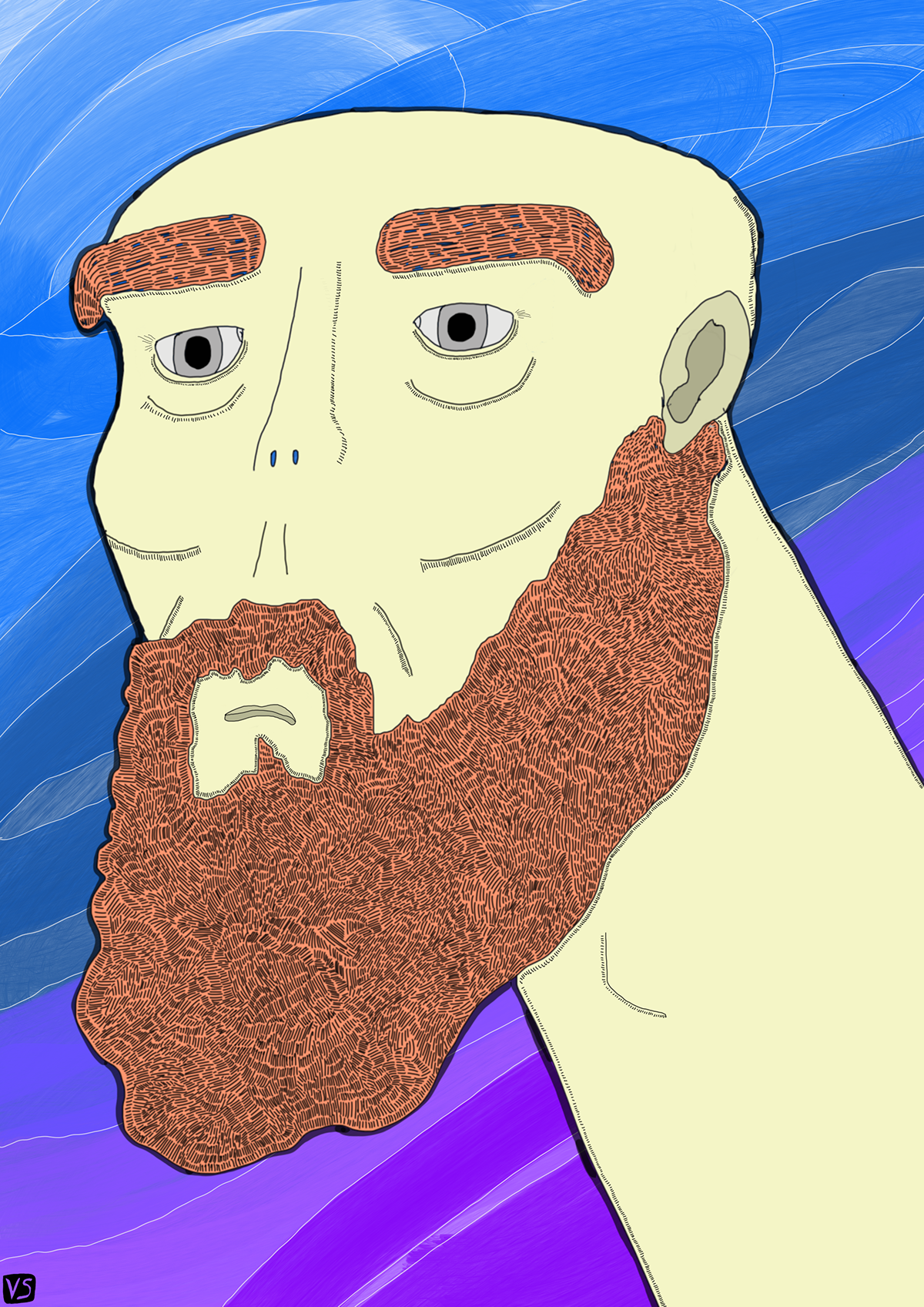 figure ILLUSTRATION  beard man bald eyes male