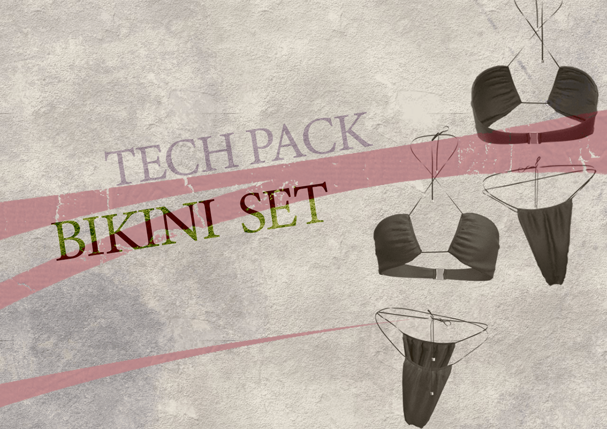 3d design Bikini Design Fashion  fashion design Fashion Tech Pack moda swimwear Tech Pack Swimwear Design sewing pattern