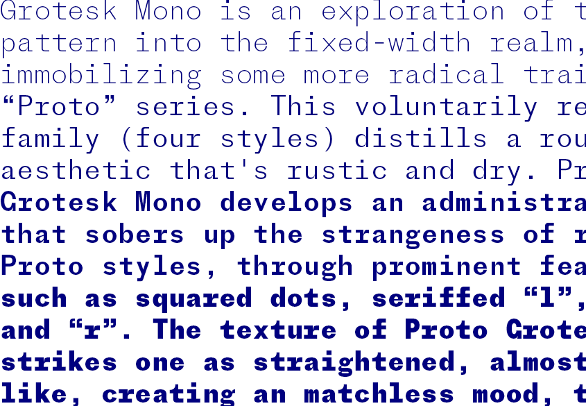 Proto Grotesk monospace Mono coding Tabular width grotesque Typeface font type family HTML