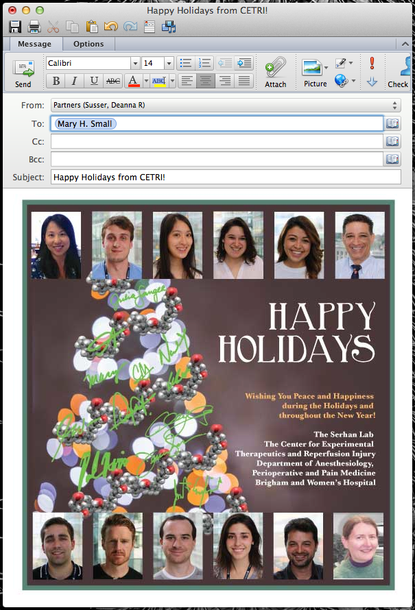 Holiday Harvard boston harvardmedicalschool bwh hospital science research lab molecule Christmas card Email