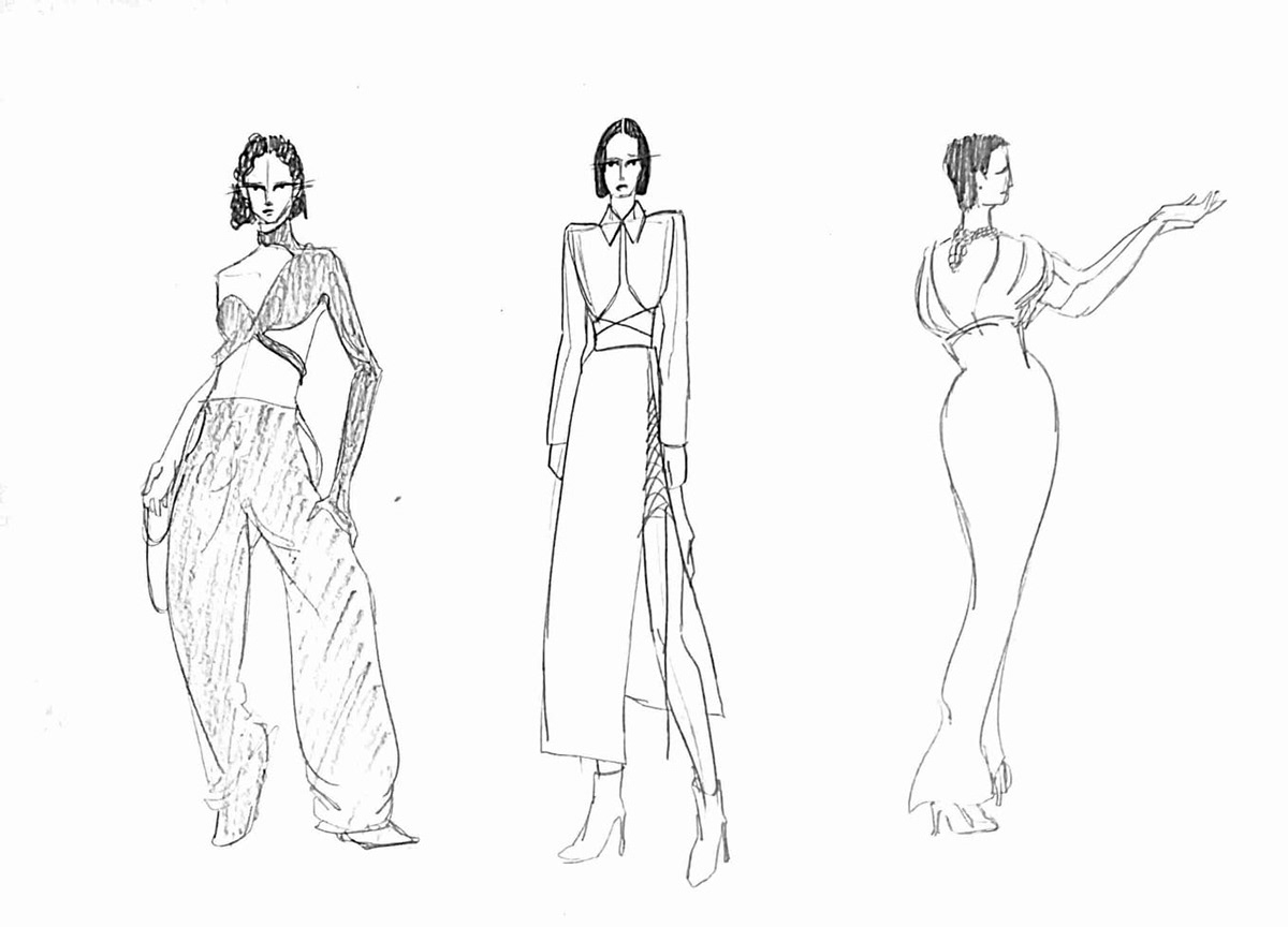 sketch Drawing  Fashion  fashion illustration fashion design croquis artwork Pencil drawing