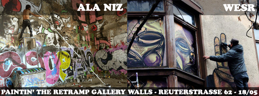 Wesr ALANIZ   ALA NIZ  Donnie Danger  Dear Johnie  live street art  Berlin LIVE PAINTING BERLIN  RETRAMP GALLERY Emma Bertoldi 