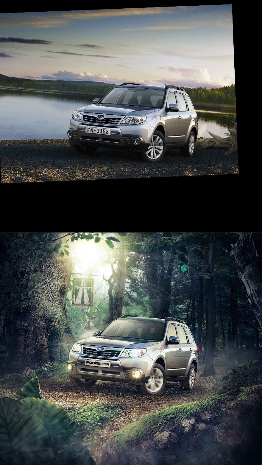 car Subaru ad Keyvisual before-after process making of post Photo Manipulation  photomanipulation