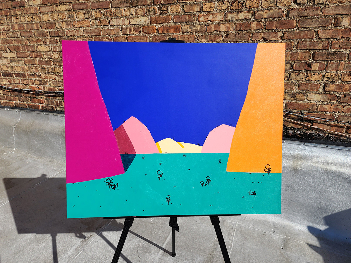 painting   surreal minimal Landscape abstract colorful modern design concept