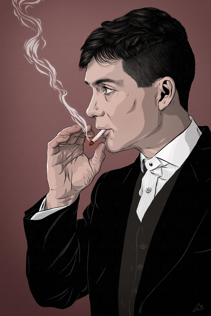 Peaky Blinders portrait Thomas Shelby tommy shelby Serie smoking cigarrete