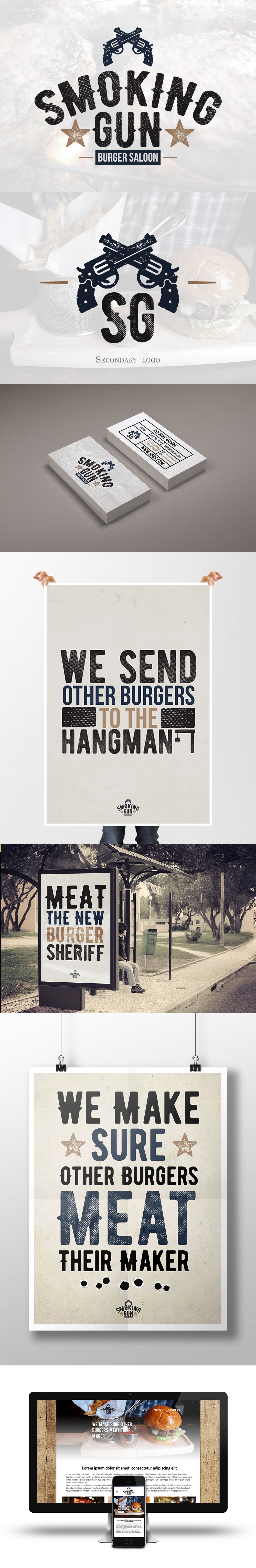 burger restaurant logo western Saloon poster guns Revolver Food  cafe