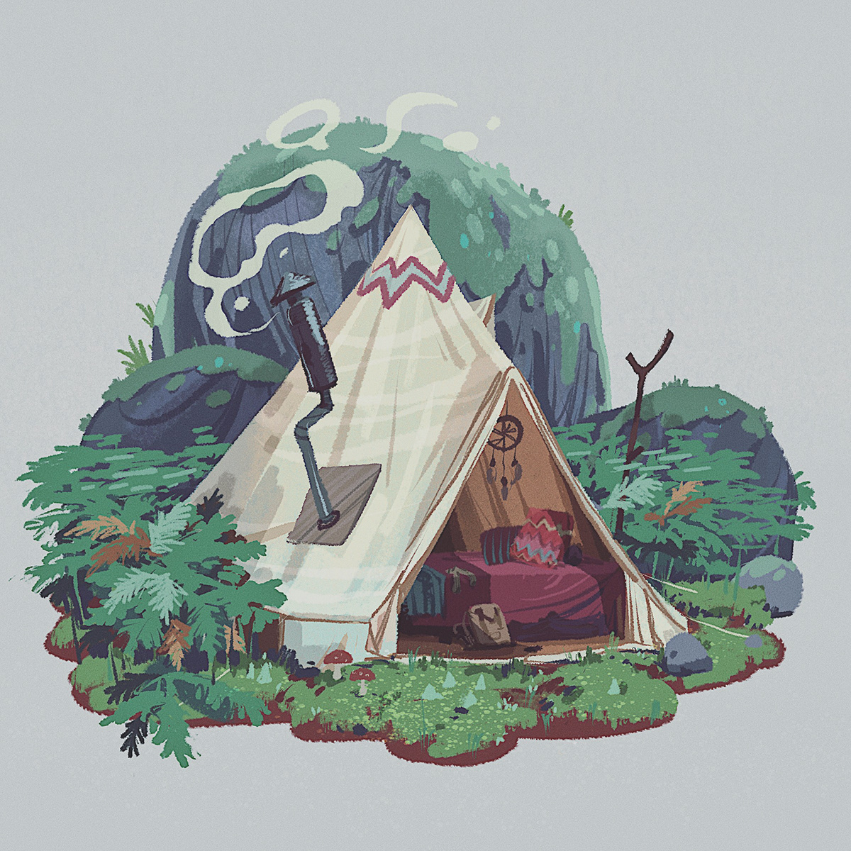 cozy Nature advanture relax backgrounds animation  camping houses recreation