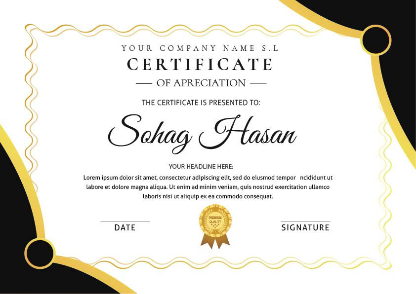 achievement Appreciation award background Bond certificate certificate design Completion frame professional