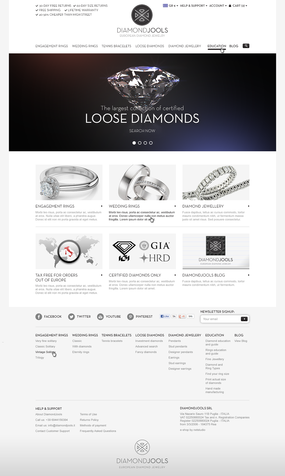 Jewellery  Jewelry UI ux menus eshop e-shop Shopping cart