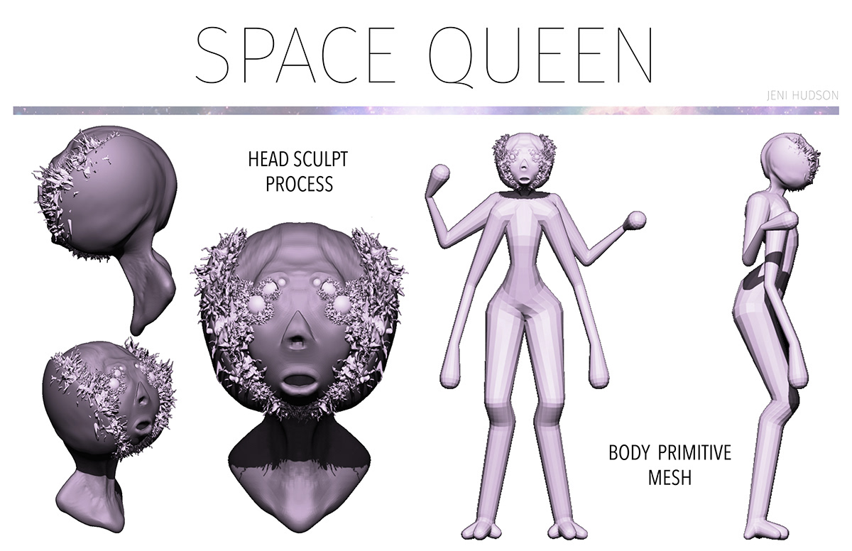 Space  queen 3d sculpt alien alien queen royalty