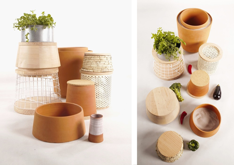 ekologia kitchen alternative Food  clay fresh food local wood containers waste food past set