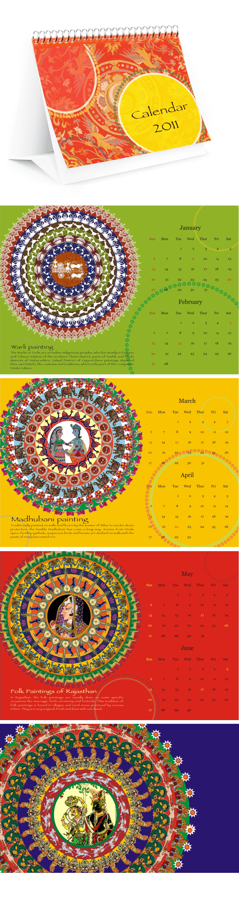 Calender Design Indian traditional paintings