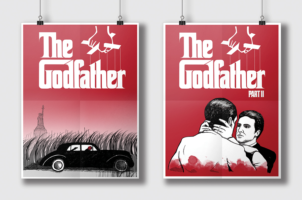 ILLUSTRATION  godfather The Godfather al pacino poster cartaz Ilustração design design gráfico