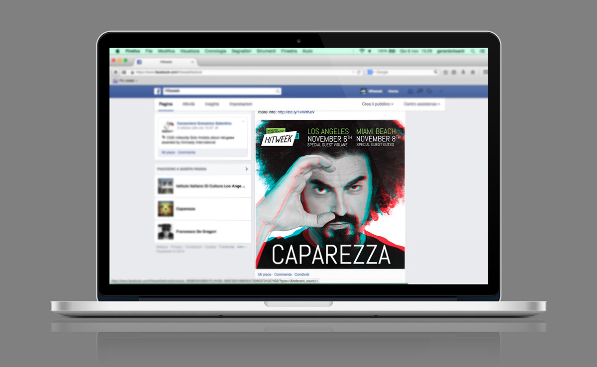 hitweek festival italian music miami Los Angeles caparezza violane Kutso social network facebook Web