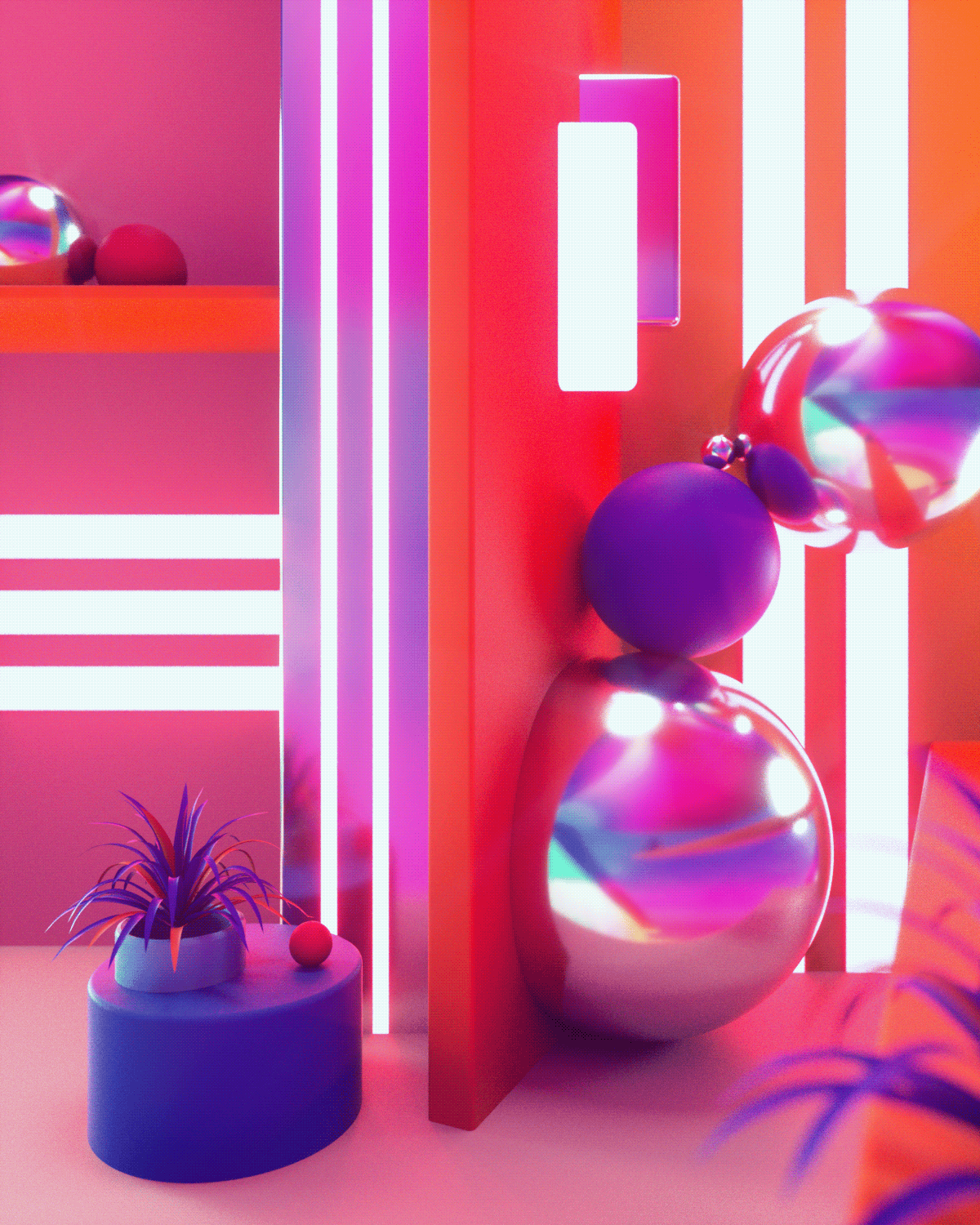 3D design digital escape future modern neon One Retro series