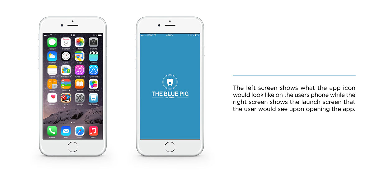 The Blue Pig ice cream logo concept user Interface app Website digital Rebrand redesign