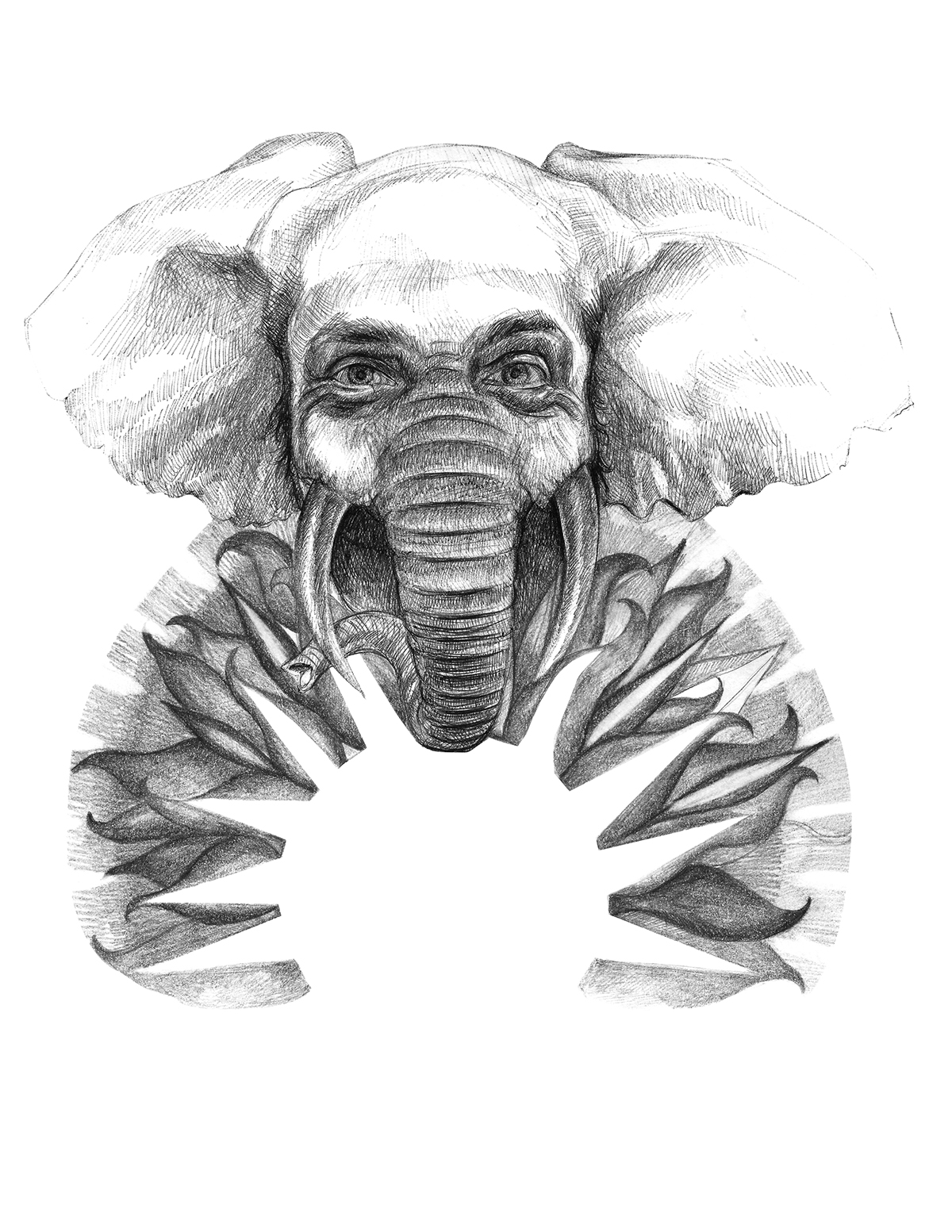 art animals elephant ink book